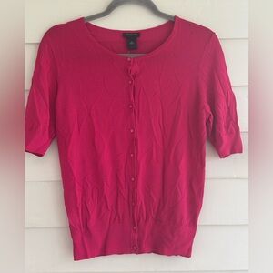 Ann Taylor Factory Hot Pink Button Top With Shorter Sleeves Size Medium NWT
